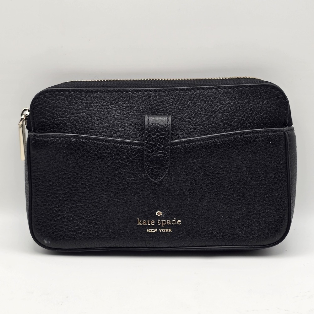 Kate Spade New York Black Pebbled Leather Camera Bag Zip Purse Handbag